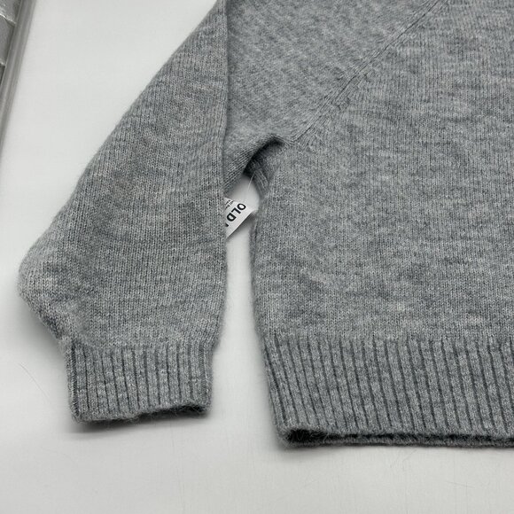 Old Navy Size Large Gray Fuzzy Pink Heart Cropped Crew Neck Pullover Sweater NWT - Picture 12 of 13